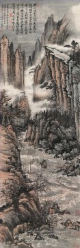 Shitao marée ancienne Chine encre Peinture à l'huile